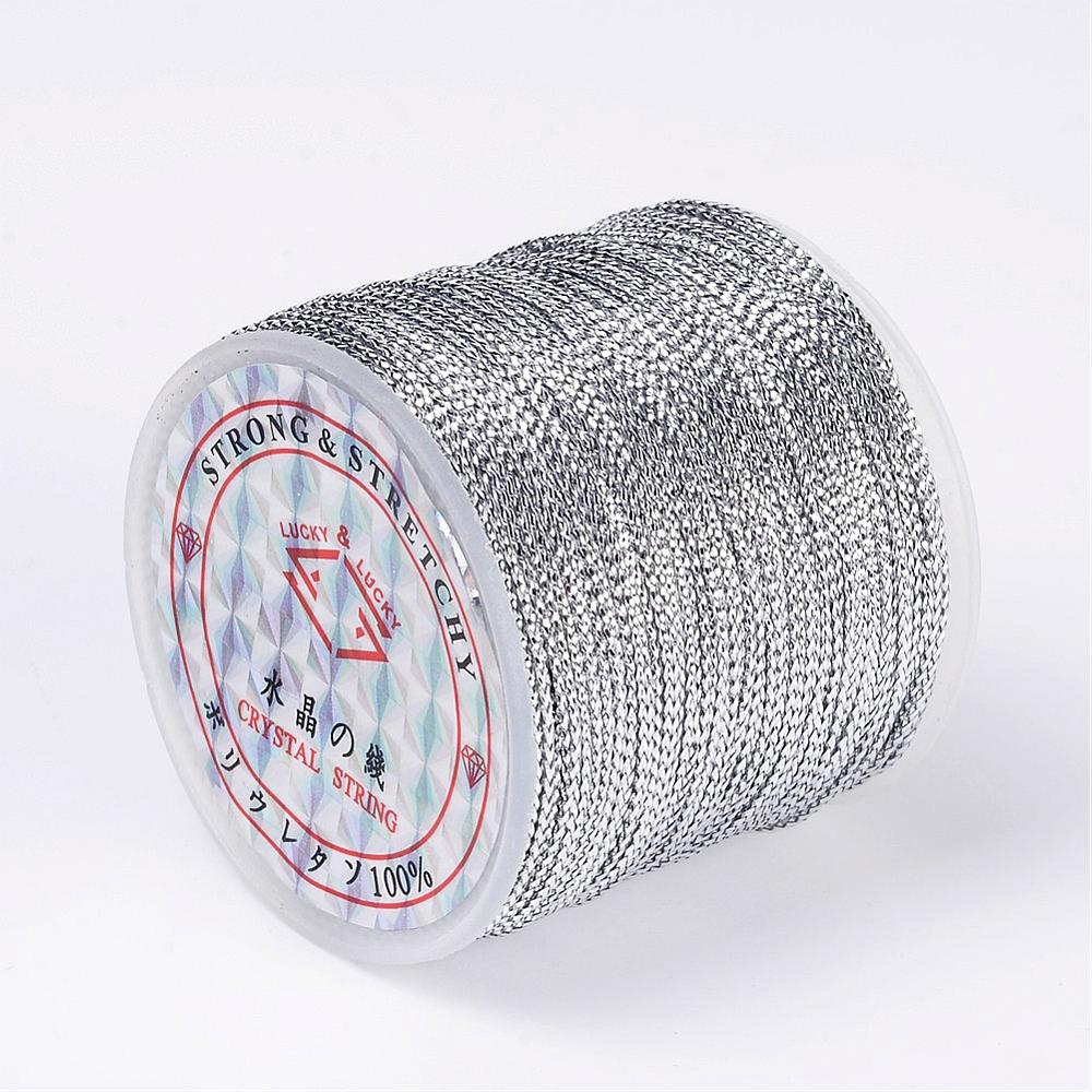 Metallickordel 1mm, 100 m Rolle, Polyester  silber