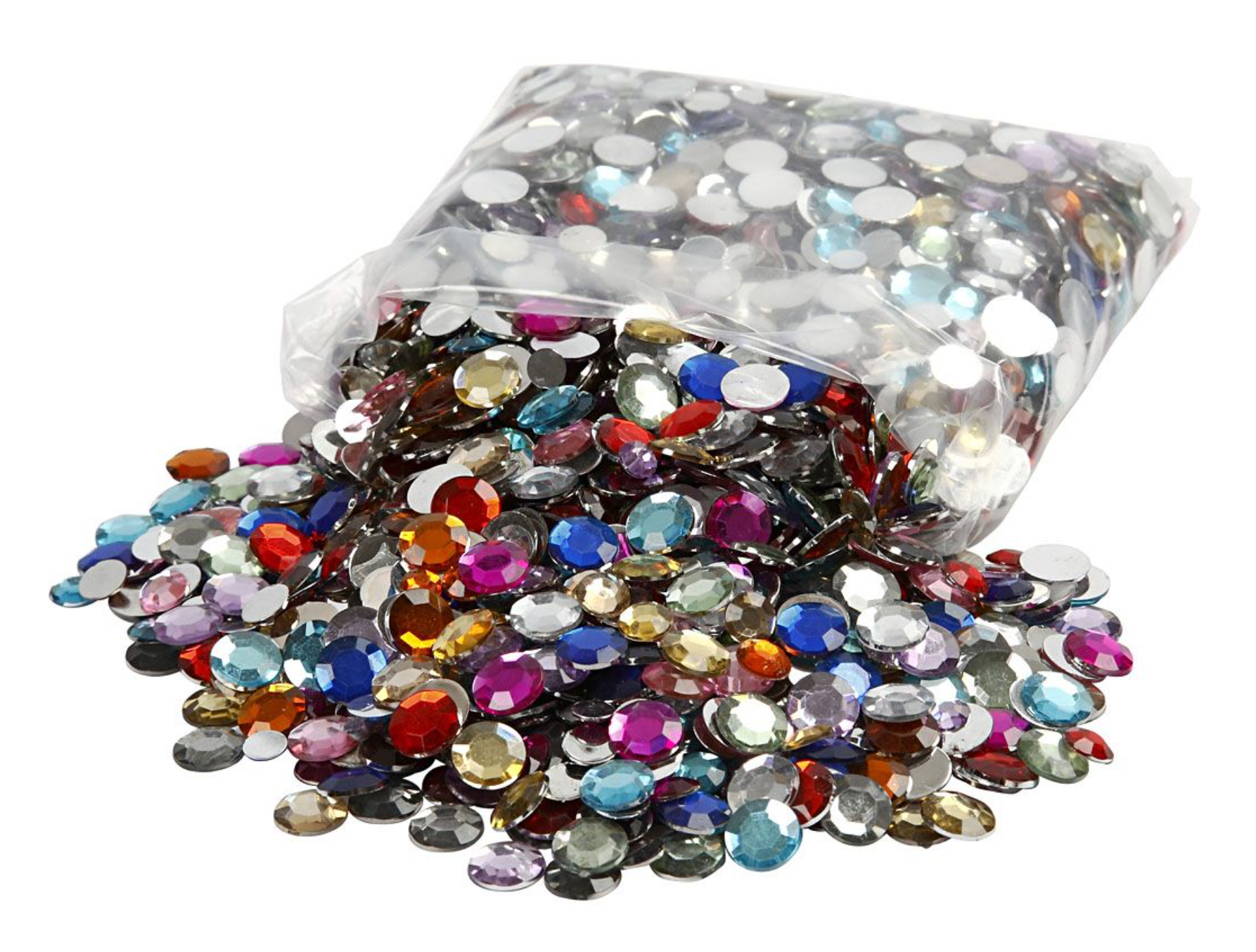 Strasssteine rund Ø 6+9+12 mm Farben-Mix bunt 3600 Stück / Packung 