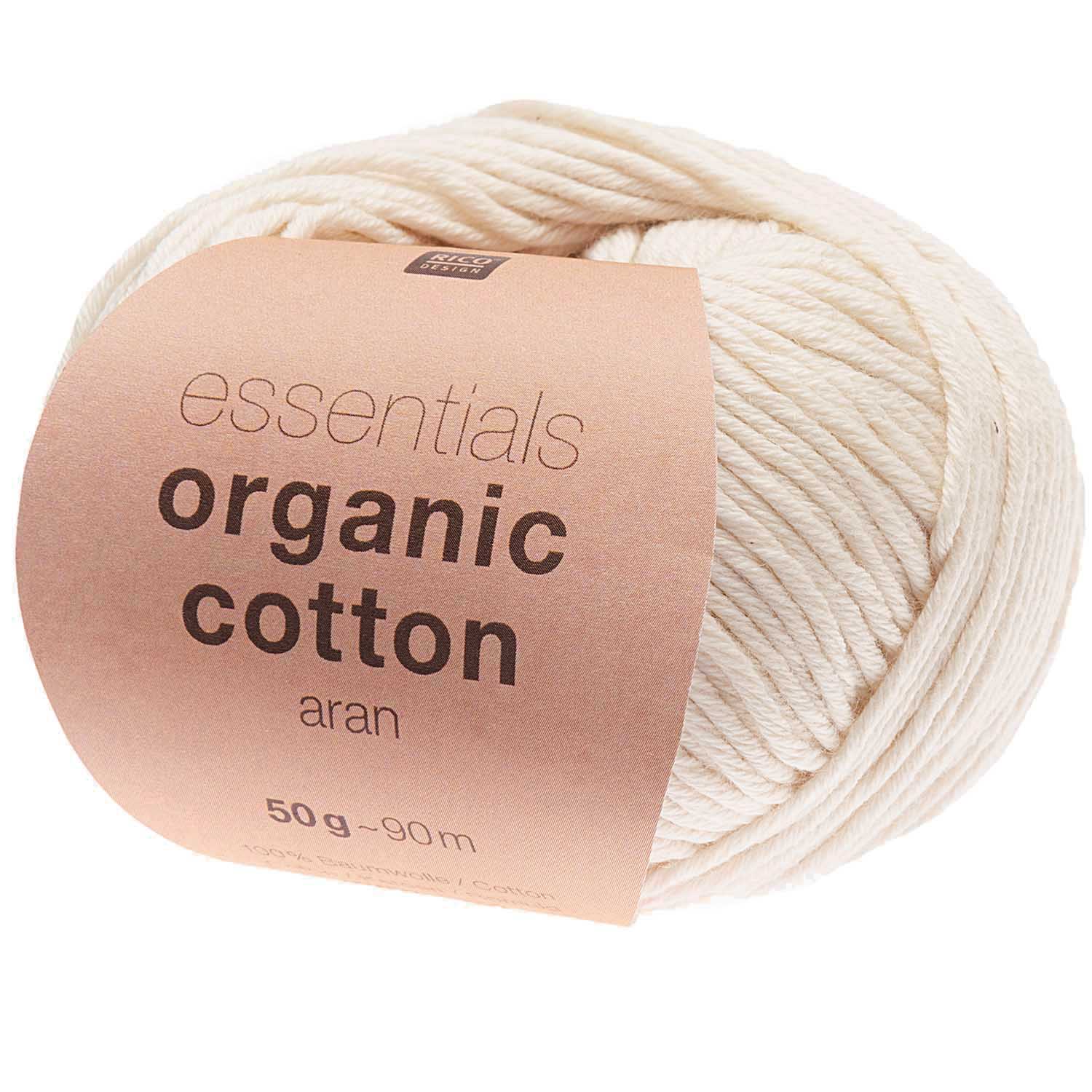 Rico Essential Organic Cotton aran Baumwollgarn 50g/90m Rico Essential Organic Cotton aran Baumwollgarn 50g/90m