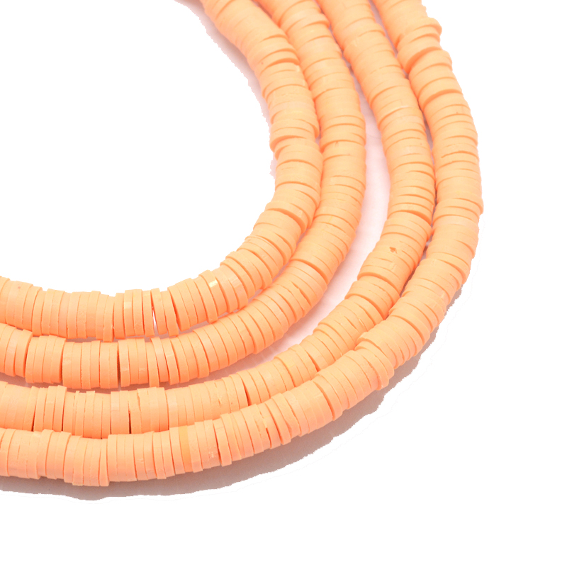 Polymerclay Perlen Scheiben 6x1mm lachs, 380-400Stk./Strang Heishi Perlen Fimo Scheiben