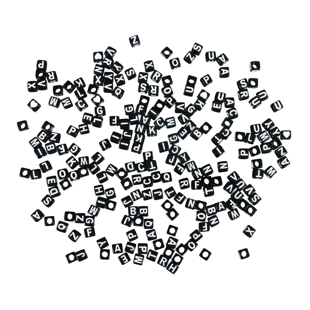Acryl-Buchstabenperlen-Perlen Würfel schwarz 5x5mm 40g 