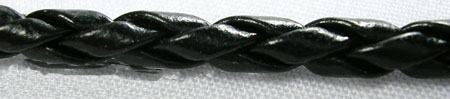 Kunstleder Schnur geflochten 3mm schwarz  Lederband Braided Leather, per Laufmeter