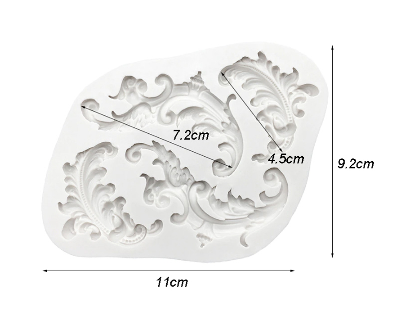 Silikonform Schnörkel-Set Feder u. Ornament