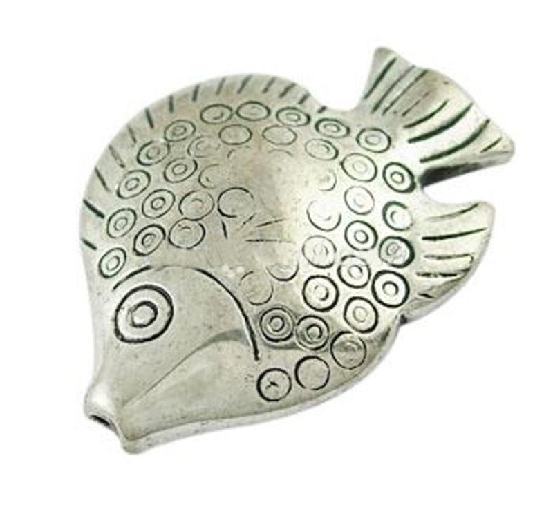 Silberperle Fisch antik, 38 x 17 x 10 mm,