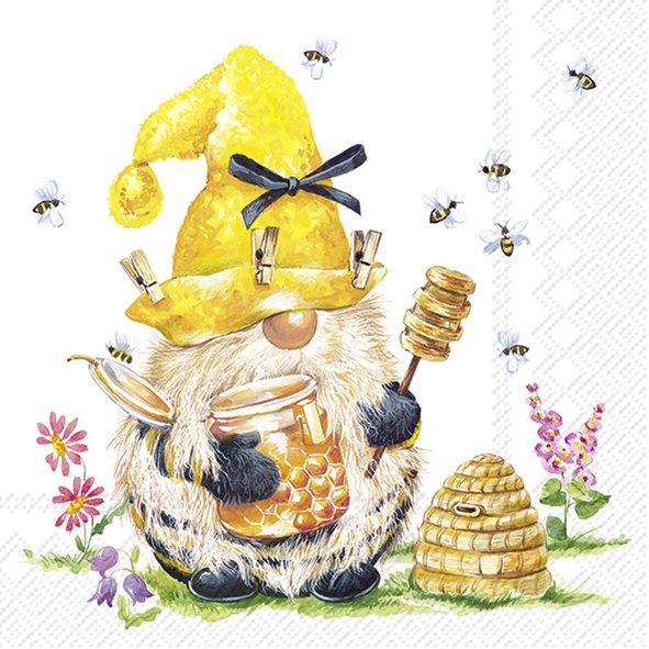 Servietten TOMMY Gnom mit Bienen 33x33cm 3-lagig 20 Stück / Packung