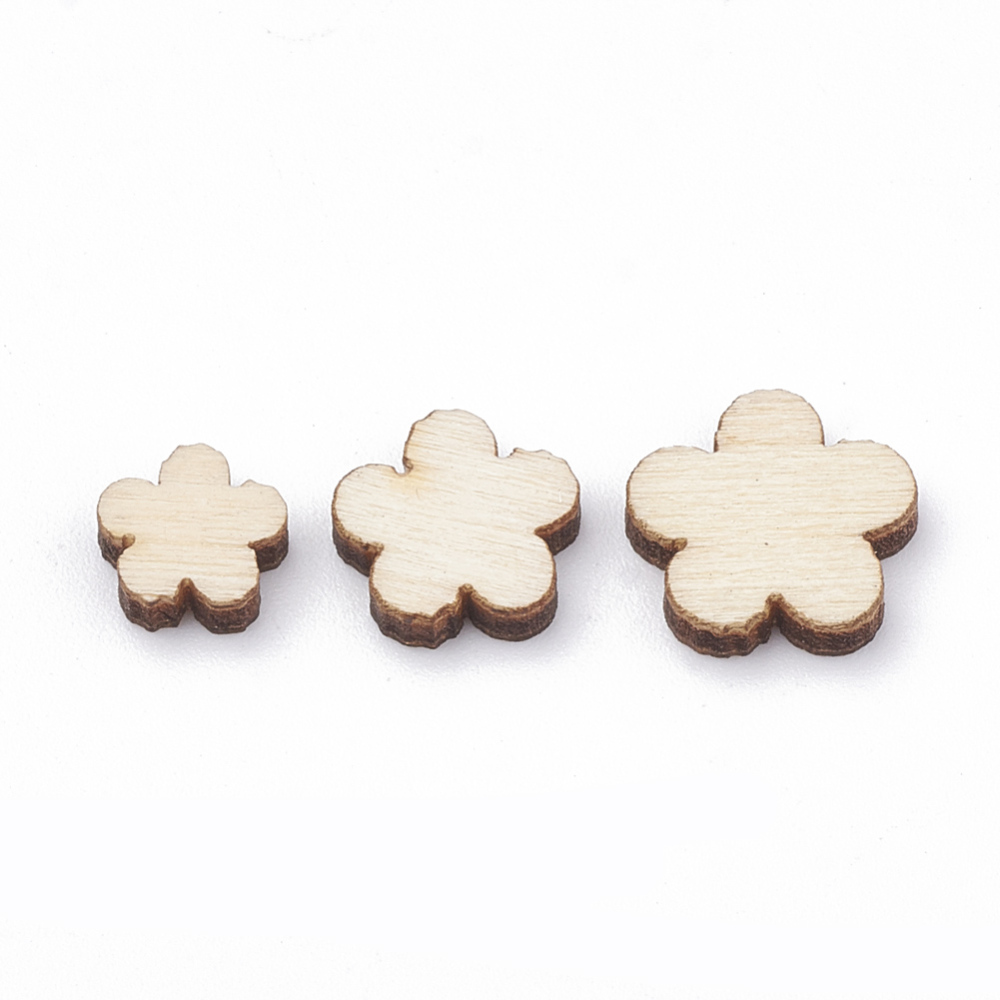 Holz-Streuteile Blumen Lasercut natur 7-12mm/2,5mm 200 Stk.