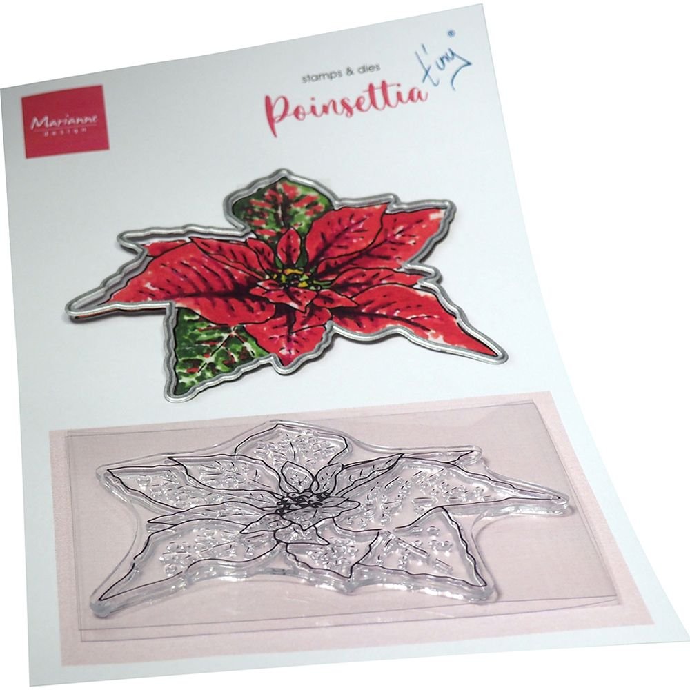 Marianne Design Tiny's Flowers - Poinsettia Weihnachtsstern Stanzschablone und Silikonstempel 20,5 x 12 cm