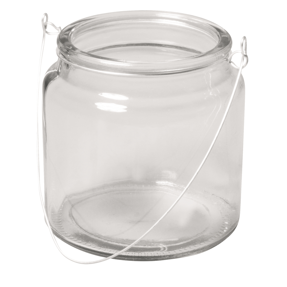 Windlichtglas mit Henkel, 10 cm, Öffnung 7,5 cm Teelichglas Laternenglas Glaslaterne