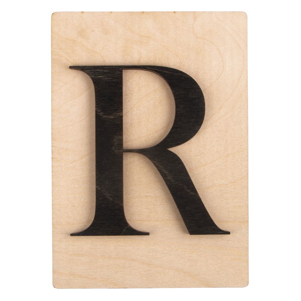 Holzbuchstaben schwarz auf Holzfliese, 10,5x14,8cm, per Stück