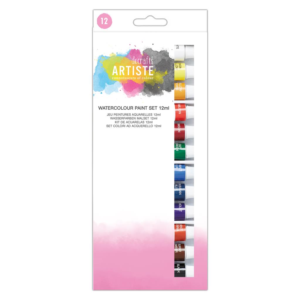 Docrafts Artiste Watercolor Paint Set 12 Tuben á 12ml