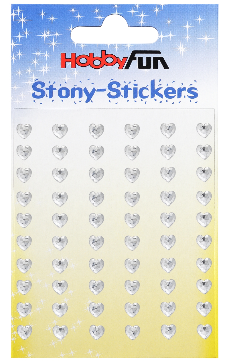 Stony Stickers Strassherz klar, 5mm, 60 Stück/Pkg, selbstklebend, Pickerl, Klebestrass