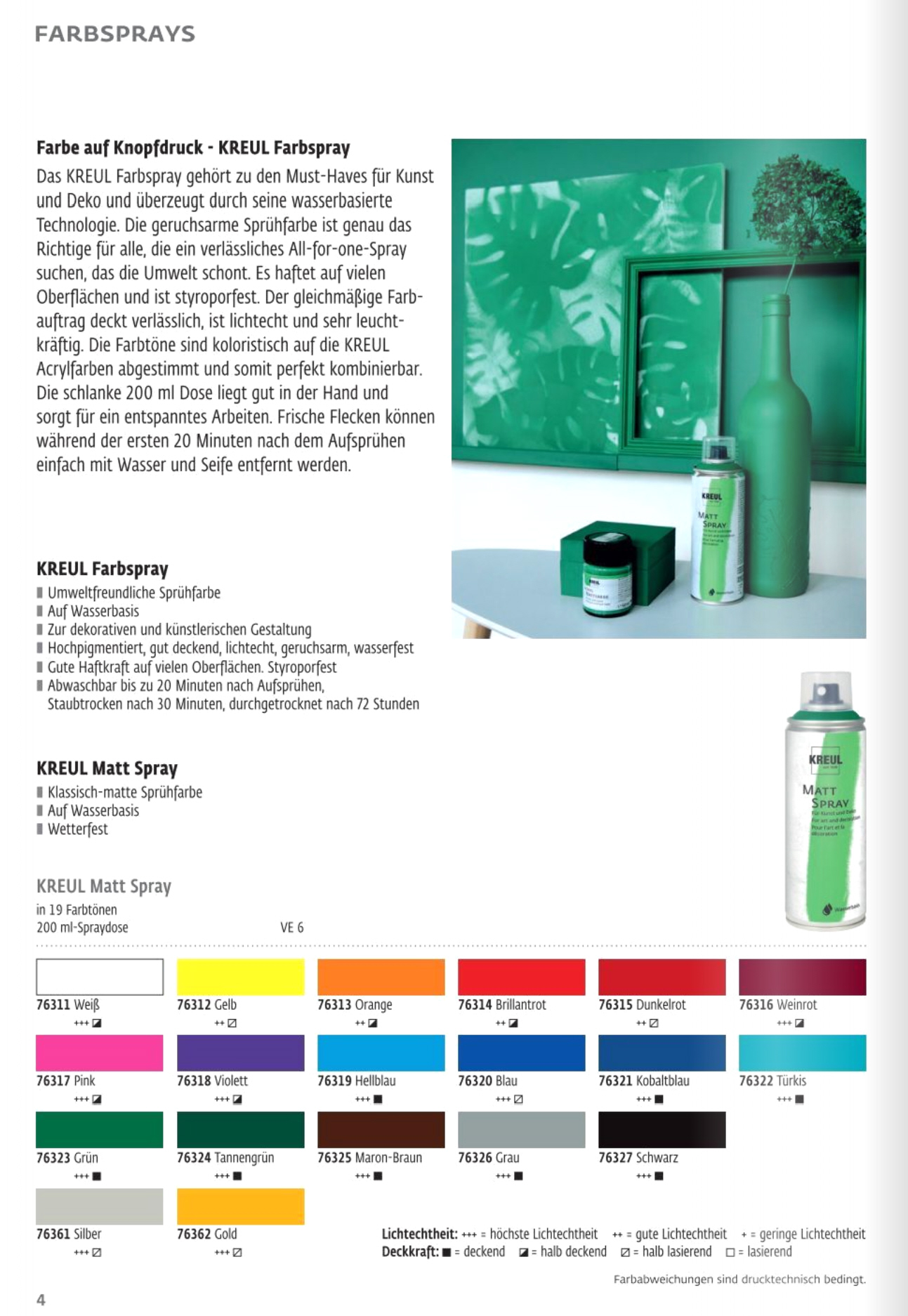 KREUL Matt Spray Acrylsprühfarbe Wasserbasis styroporfest 200ml