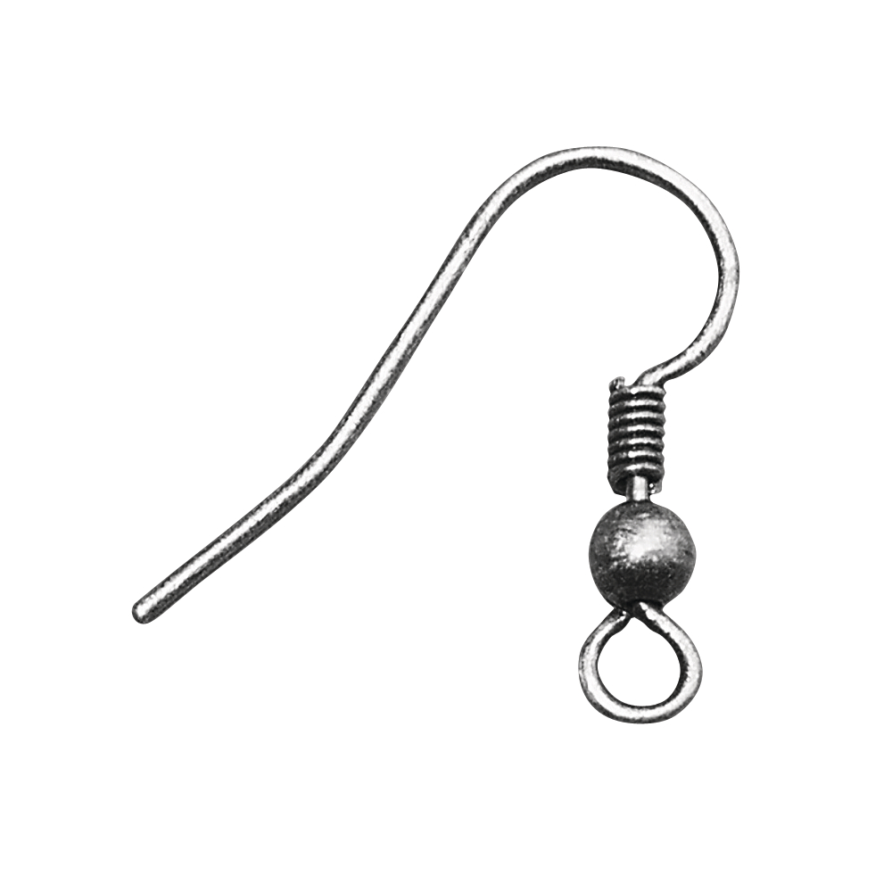 Antik-Ohrhaken altsilber 20 mm, 6 Stück