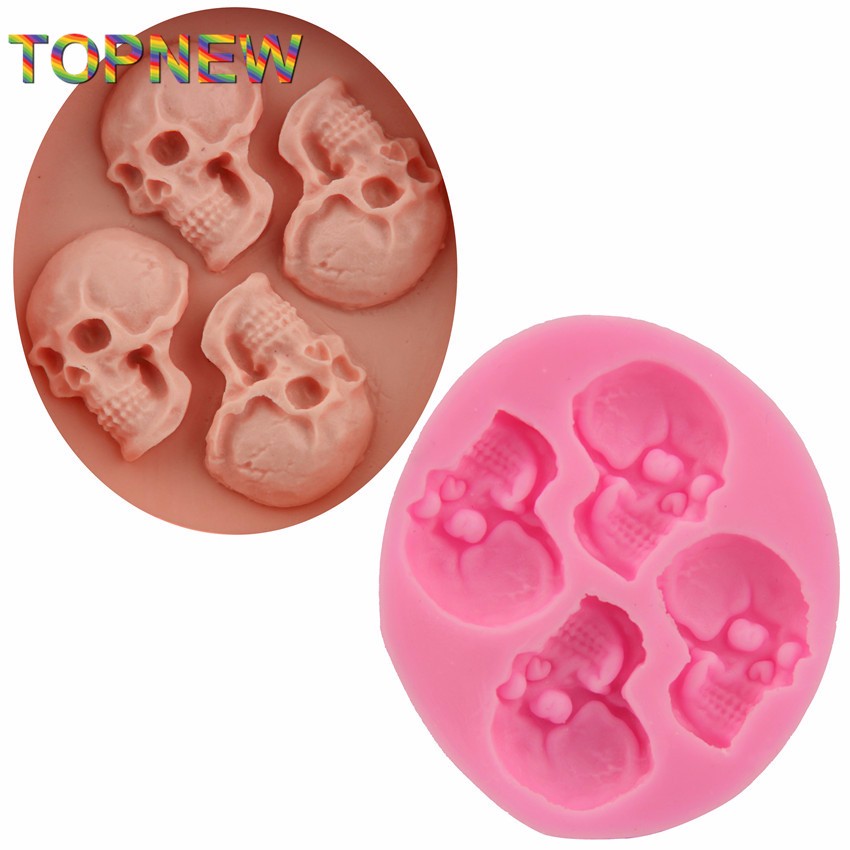 Silikonform Totenkopf, Pressform, 4 Köpfe a 3x2 cm
