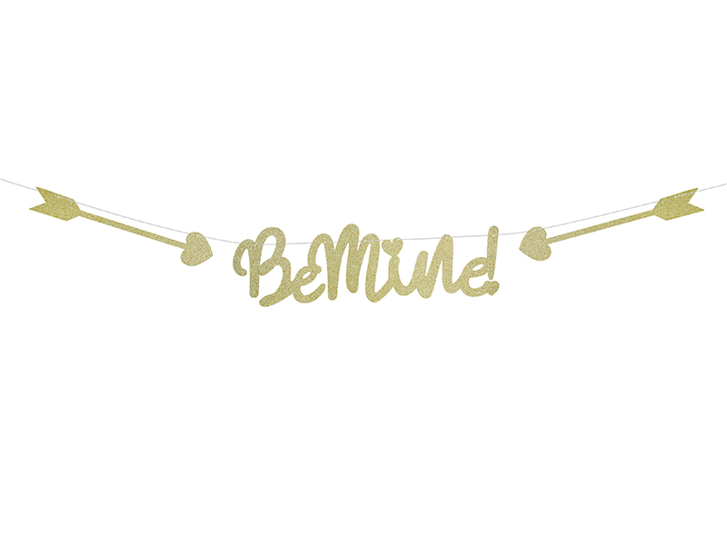 Banner Be Mine Girlande Gold Glitzer Pfeile  37cm 28cm Paper Garland 