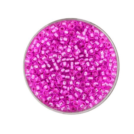 Rocailles fuchsia silbereinzug 2,5mm,  17g Seed Beads Glasperlen