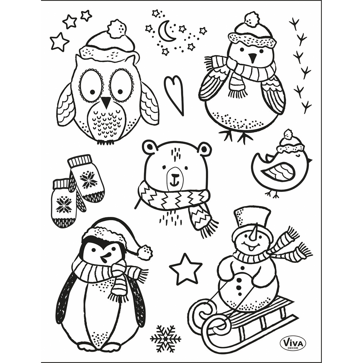 Viva Silikonstempel Little Winter Friends, 14x18cm