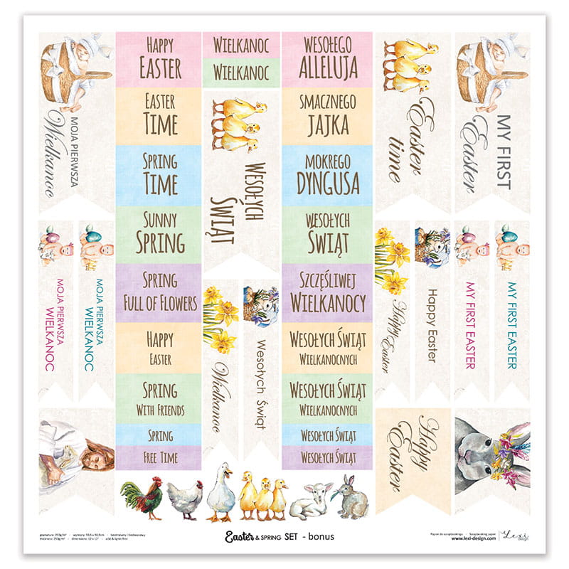 Easter & Spring Scrapbooking Papierset 30,5x30,5cm 5 Bögen doppelseitig bedruckt 250g/m²