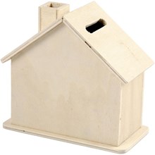 Sparkasse Haus Holz, 10x10x5,4 cm, mit Plastikstopfen