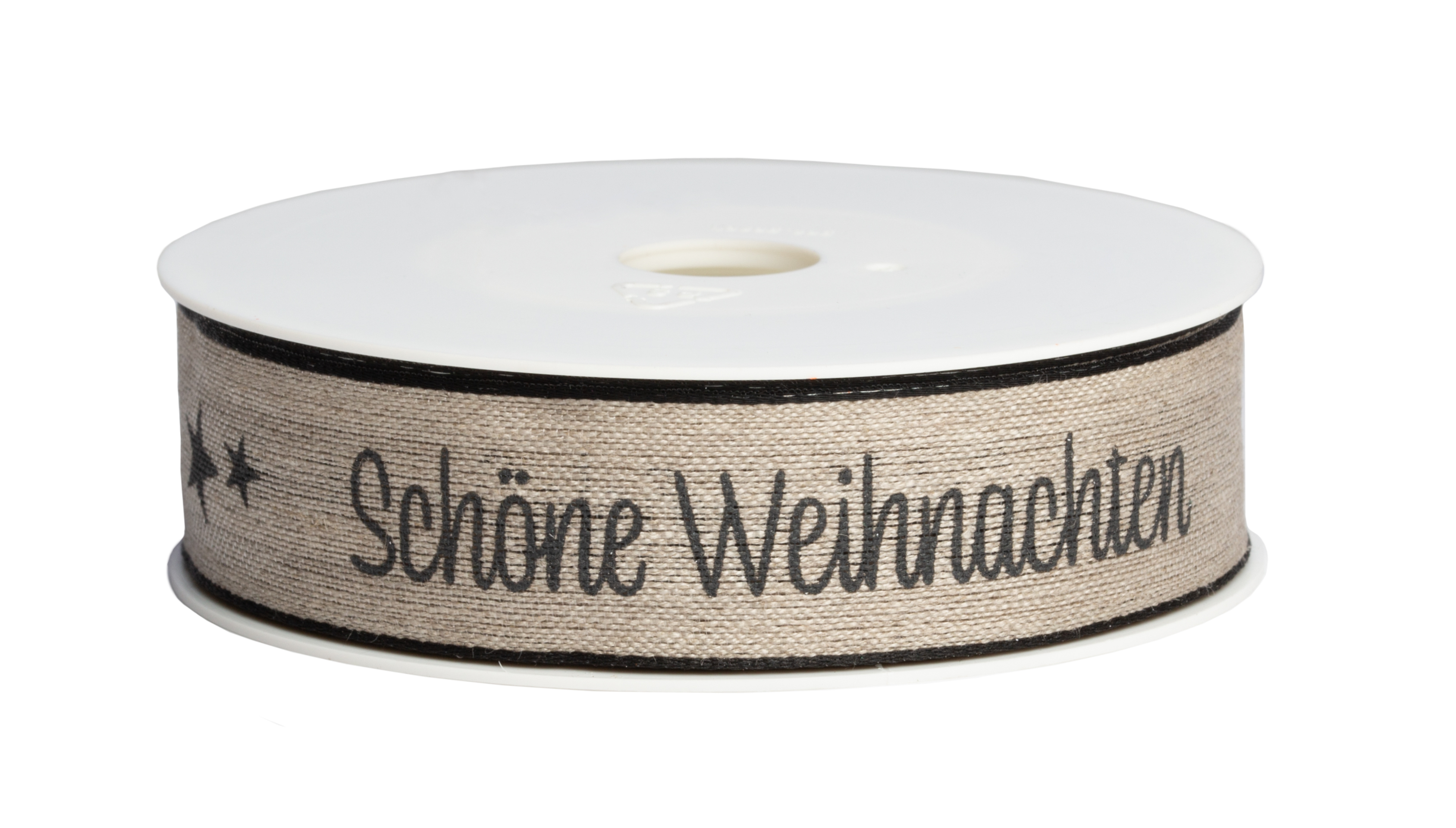 Drahtband Schöne Weihnachten 25 mm natur schwarz