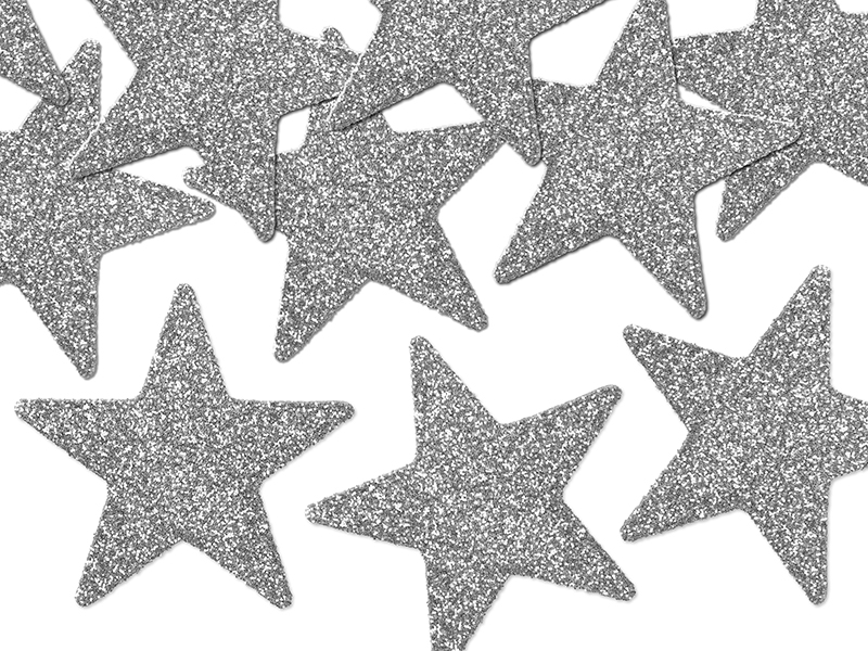 Deko-Sterne Glittersterne Stern, silber, 5cm, 8 Stück 