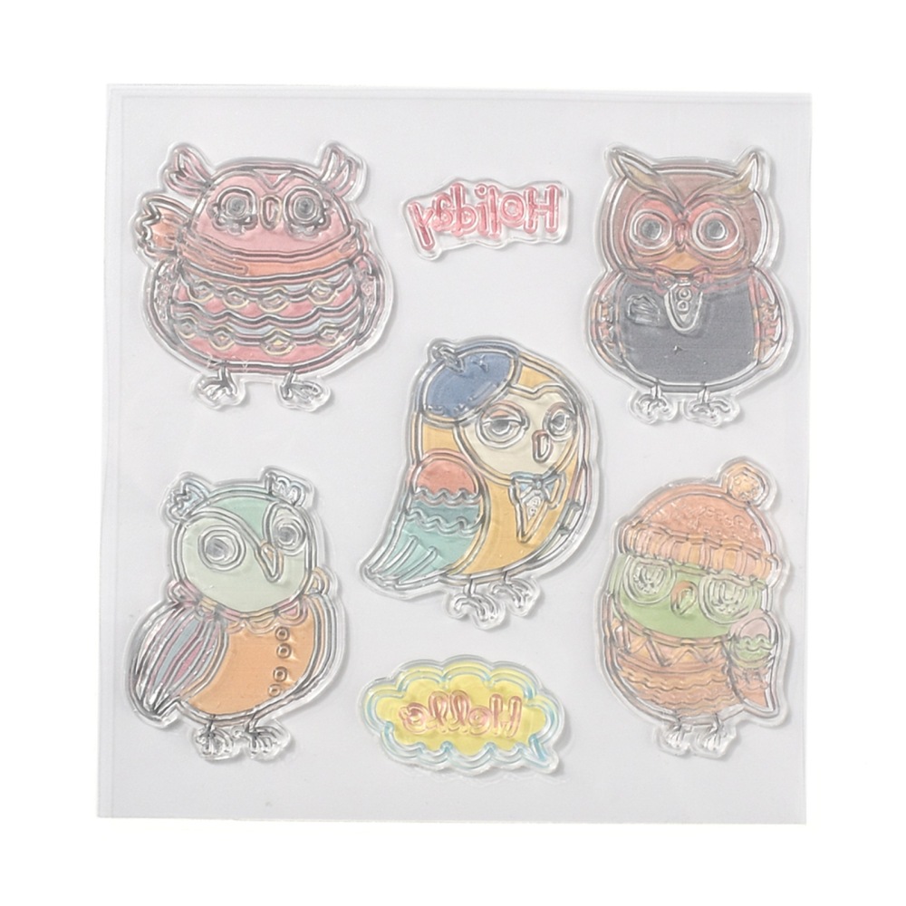 Silikonstempel Eulen Owl 10,5x11cm 7 Stempel sortiert