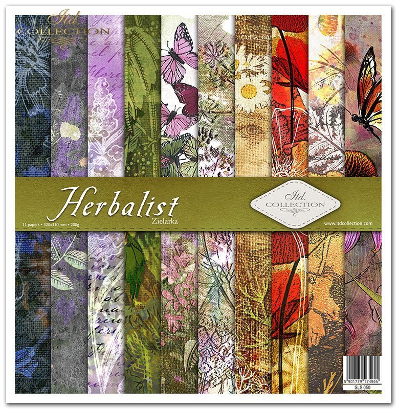 Scrapbooking Papier Set Herbalist 10 Bögen 31x32cm 200g/m²