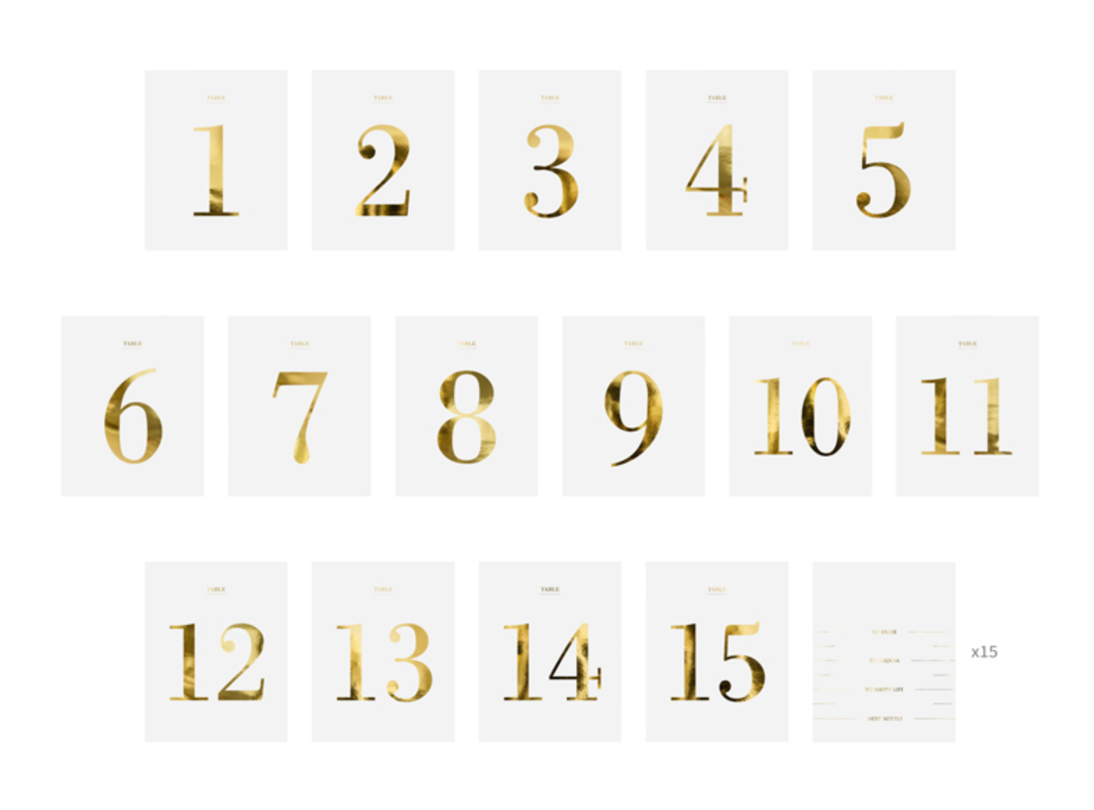 Table Numbers Bottle Stickers Tischnummern-Sticker gold/weiß 9,5x12cm 30 Stück 