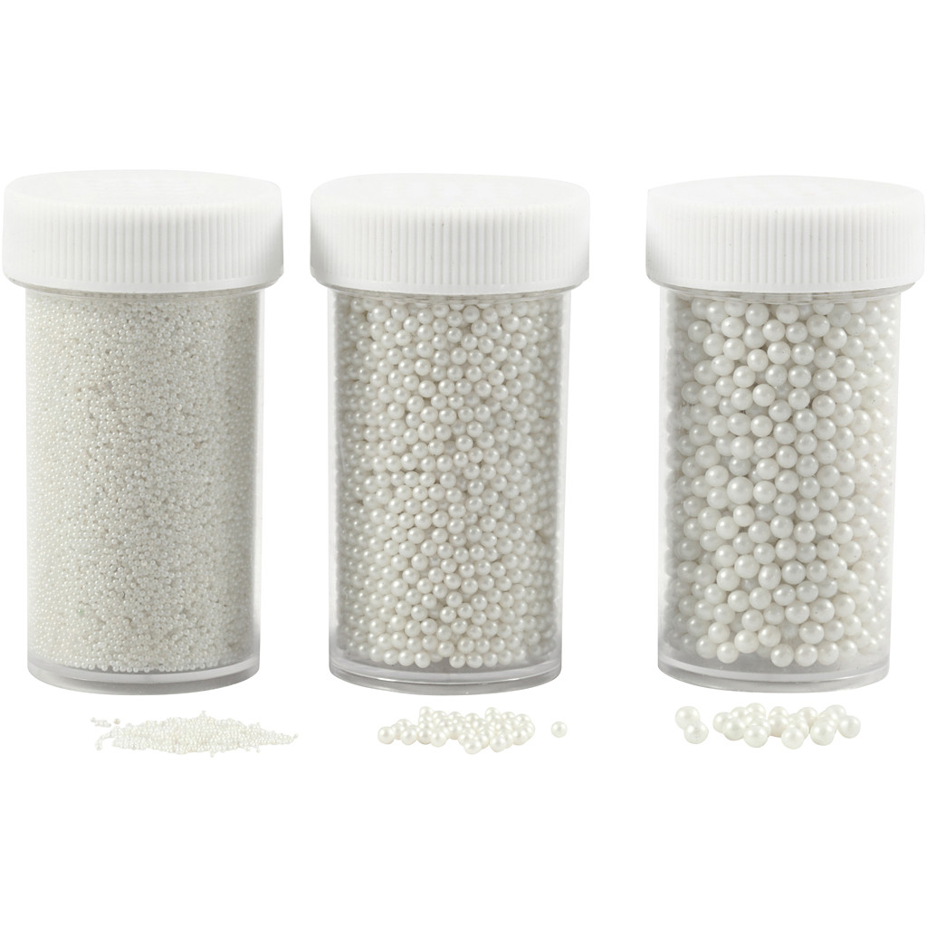 Mini Glass Beads ohne Loch 0-6-0,8 + 1,5-2 + 3mm 3 Dosen 