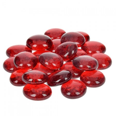 Glas Nuggets rot, 18-20mm, 100g/ca. 20 Stück Glasdrops Muggelsteine Glasnuggets