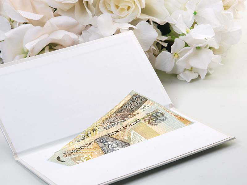 Money Case- Geldgeschenk, weiß mit Blumen, 10,5 x 19,5 cm