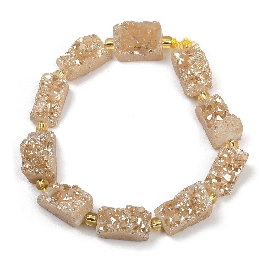 Natürlicher Druzy Achat Goldenrod Perlen rechteckig 1 Stück Natürlicher Druzy Achat Goldenrod Perlen rechteckig 1 Stück