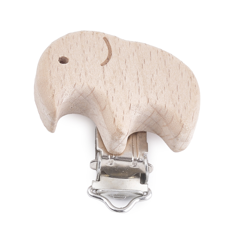 Schnullerclip Elefant aus Holz 49x41x19mm