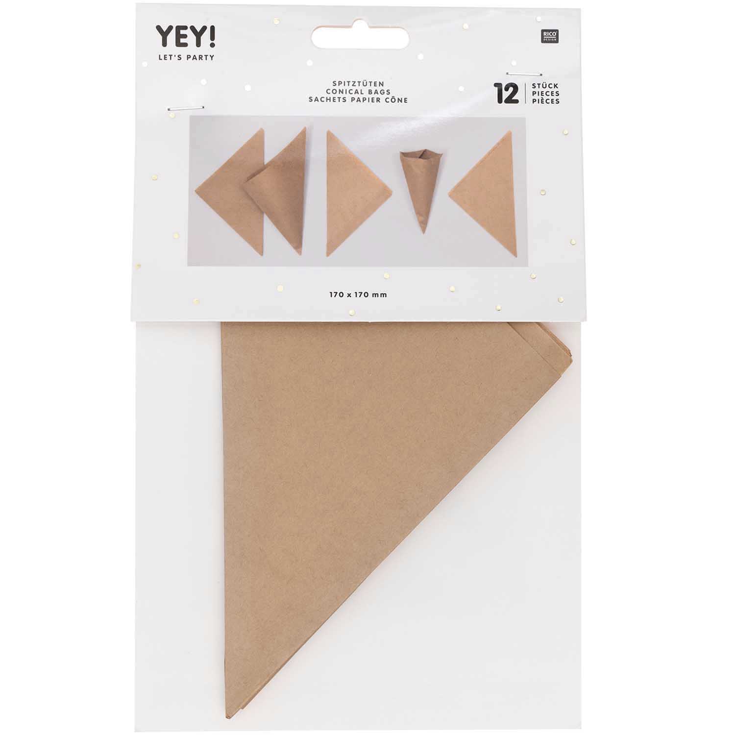 Spitztüten Kraftpapier, 17cm, 25Stück/Packung