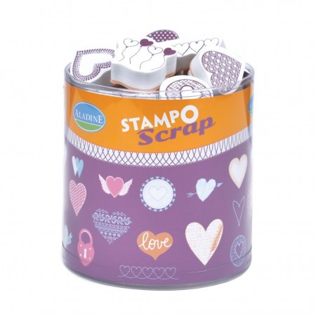 STAMPO Scrap Stempel Stempelkissen Herzen 35 teilig