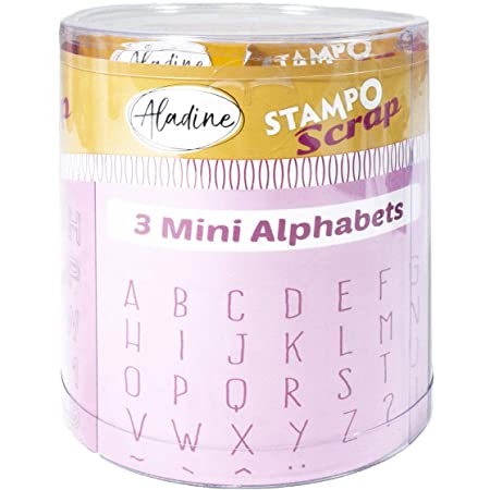 Aladine Stampo Scrap Stempel-Set mit Stempelkissen 3 Mini Alphabets 103 Stempel 1 Stempelkissen