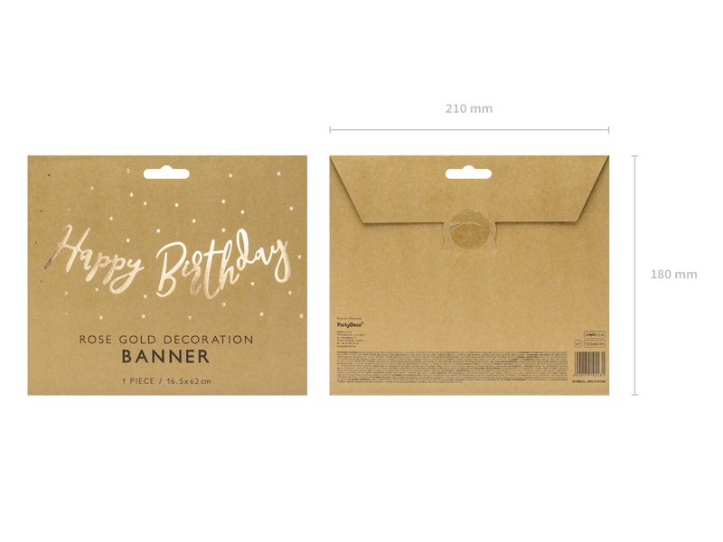 Happy Birthday Banner 16,5x62cm gold 