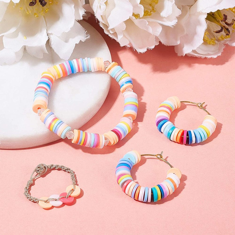 Heishi-Perlen Polymerclay Perlenscheiben 4x1mm 380-400Stk/Strang Heishi-Perlen Polymerclay Perlenscheiben 4x1mm 380-400Stk/Strang