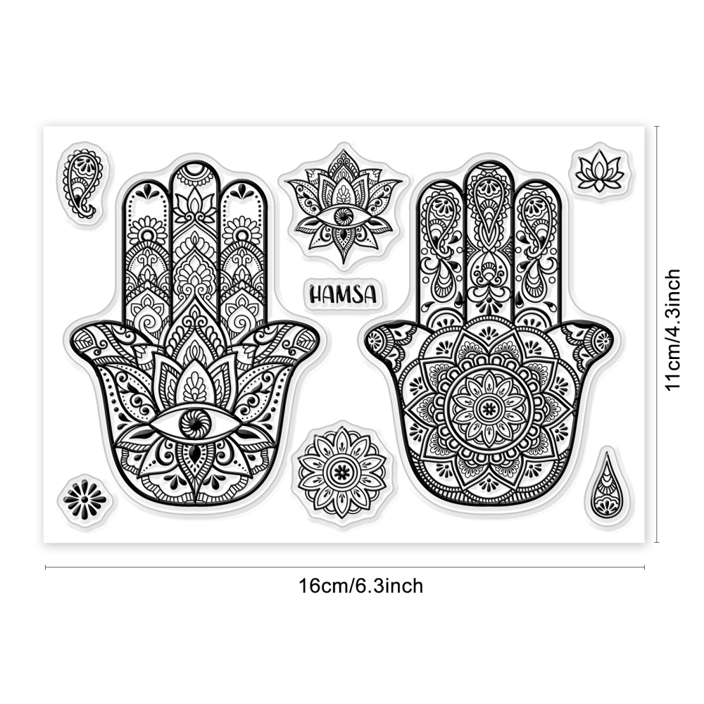 Silikonstempel Hamsa Hand Mandala 16x11cm