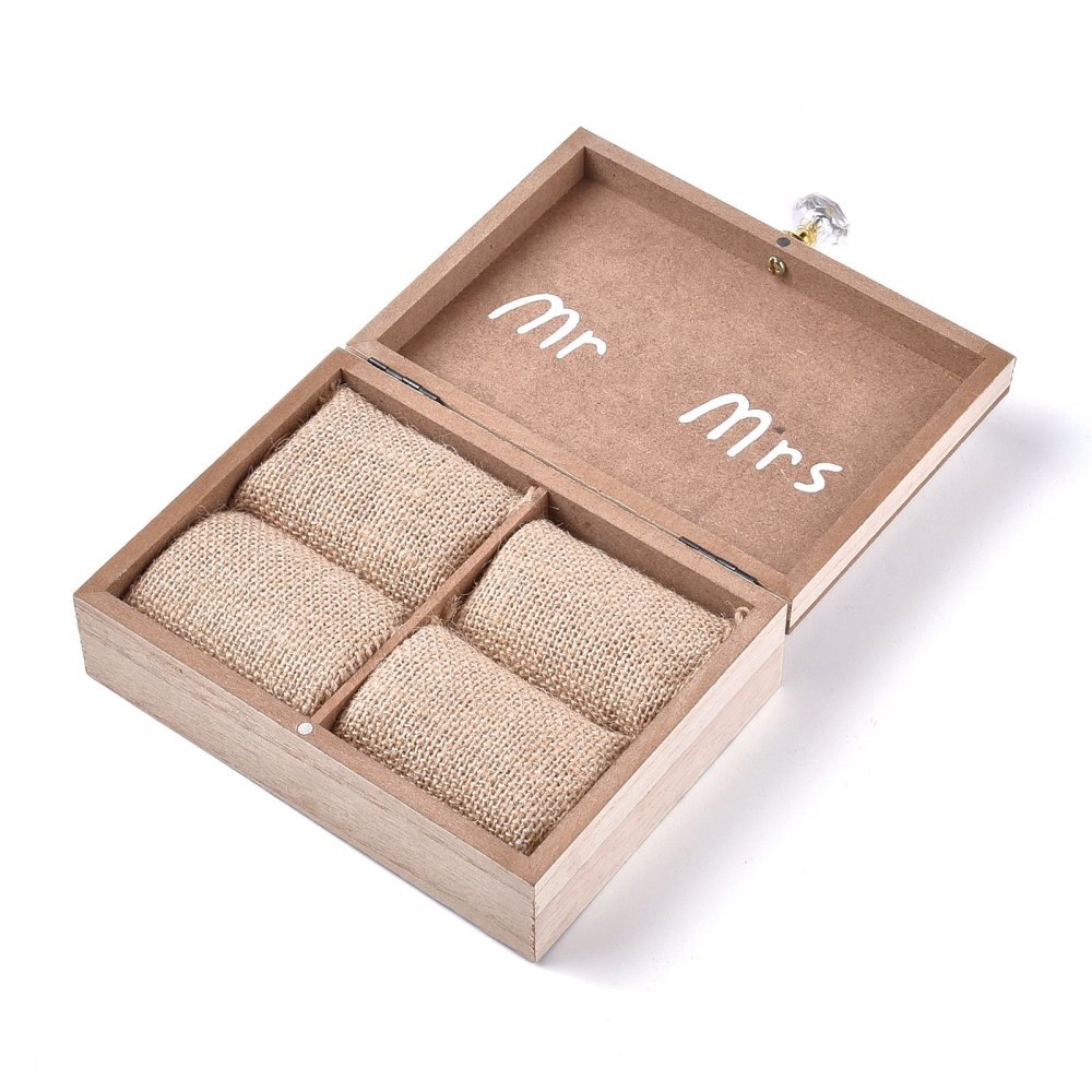 Ringschatulle MR & MRS Eheringe Ringschachtel Ringbox Holz 15,3x13,2x5,1cm 