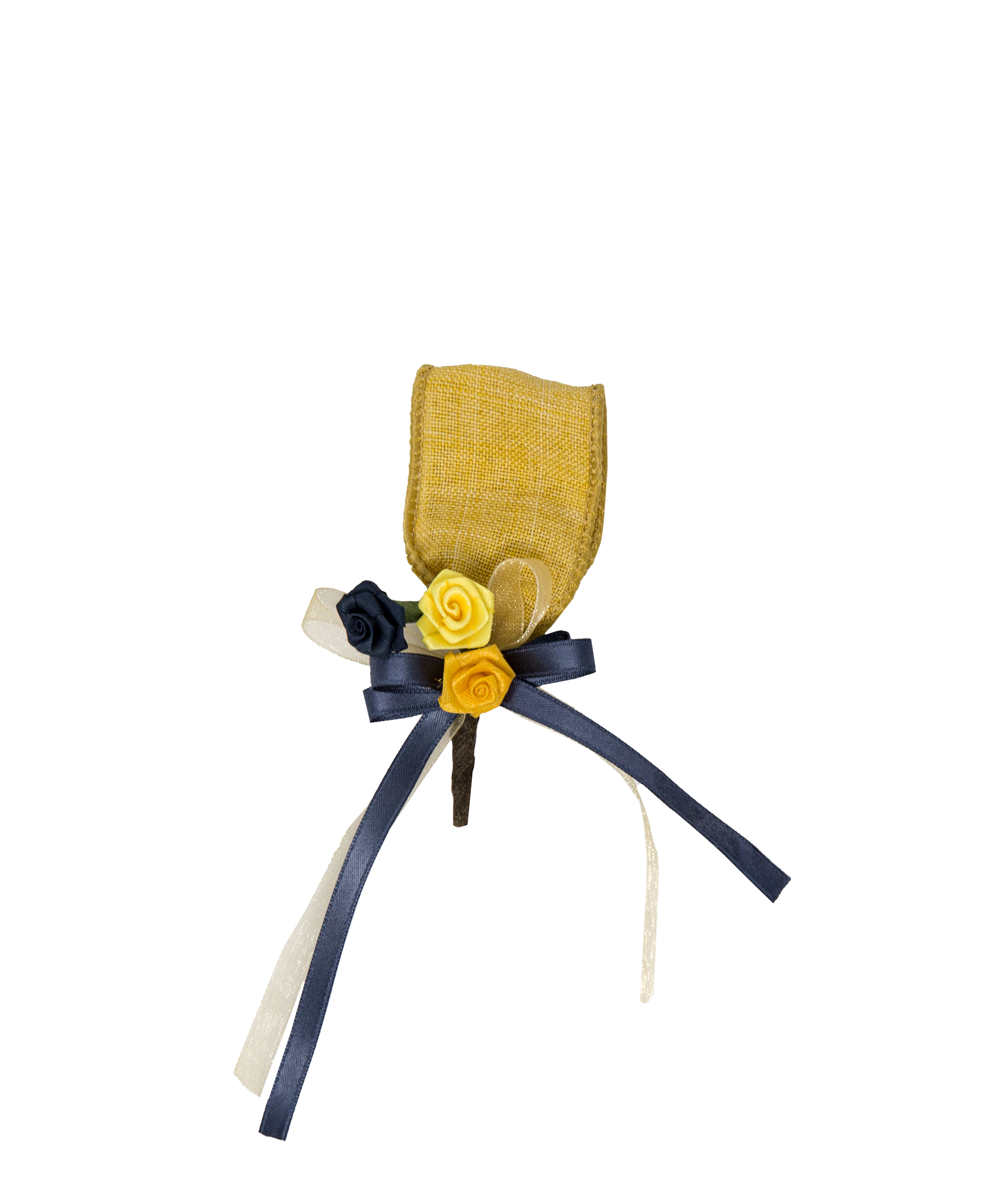 Hochzeitsanstecker Schleife Diorröschen blau gelb 9cm inkl. Anstecknadel