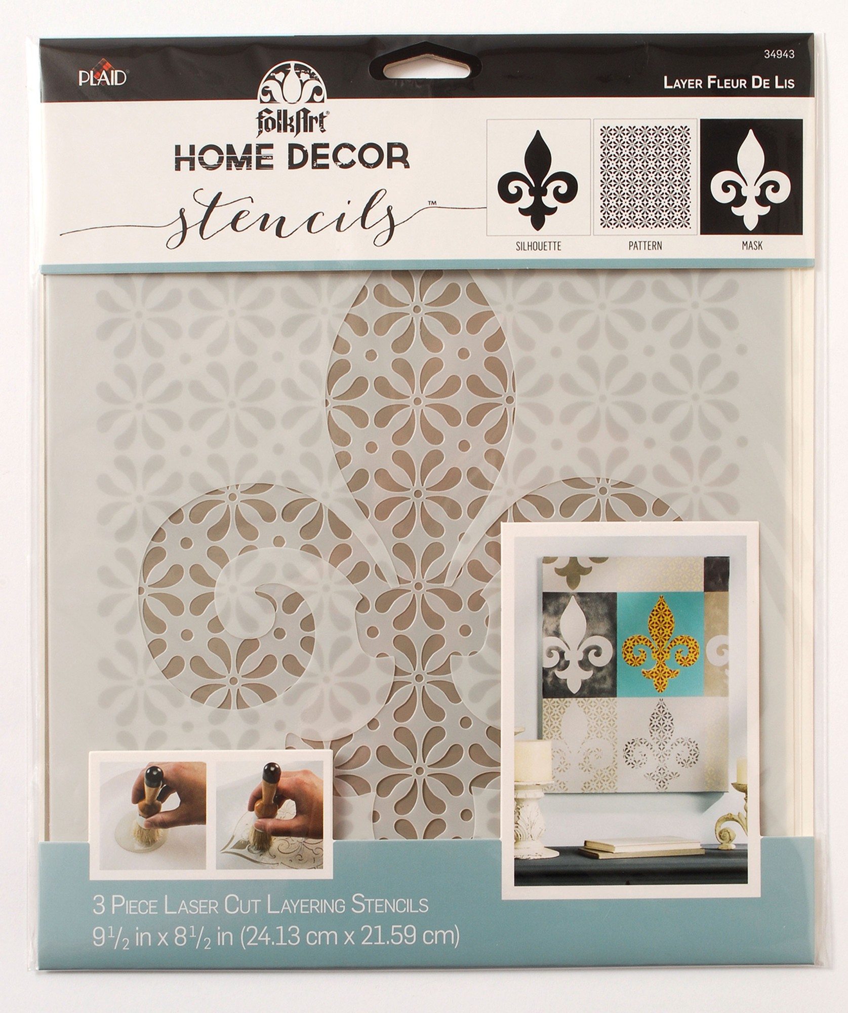 Fleur de Lis Schwertlilie Schablone Stencil Carabelle Template 3 teilig 24,13x21,59cm