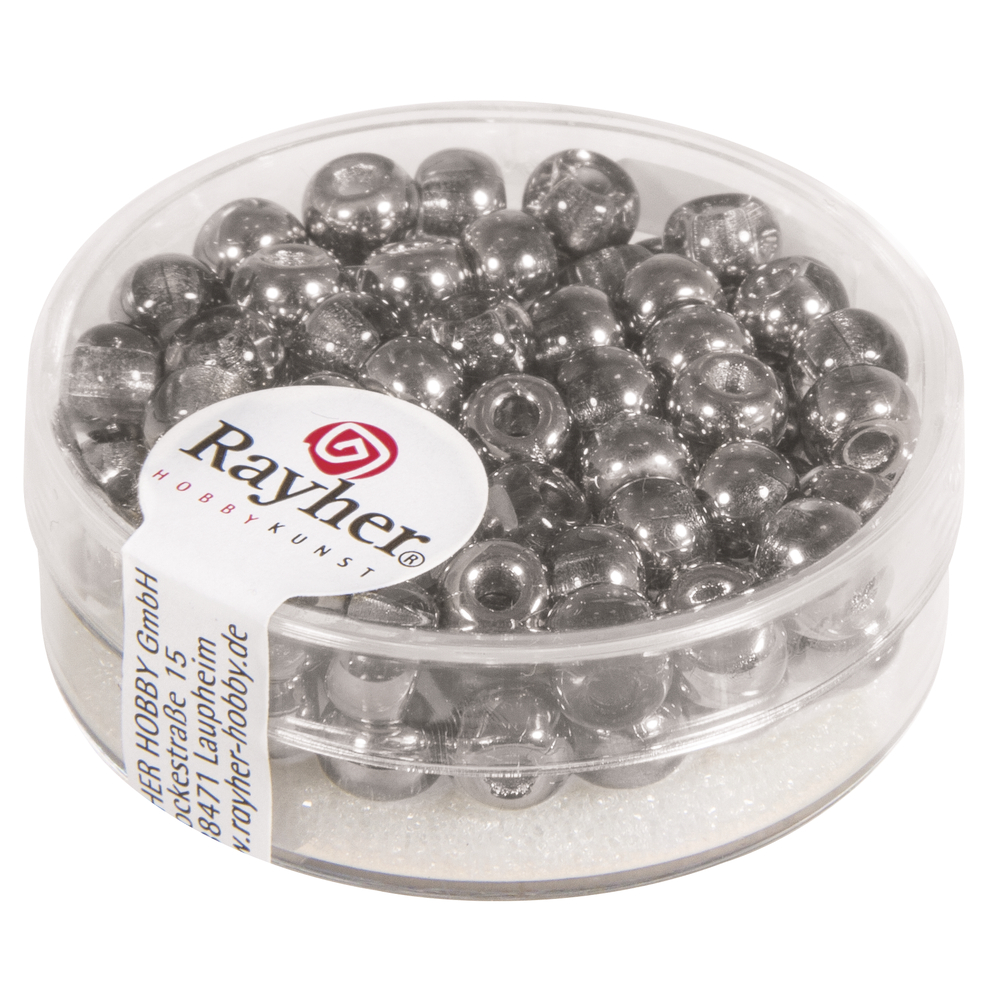 Rocailles Perlen mit Großloch, silber metallic, 5,5mm, 80 Stück