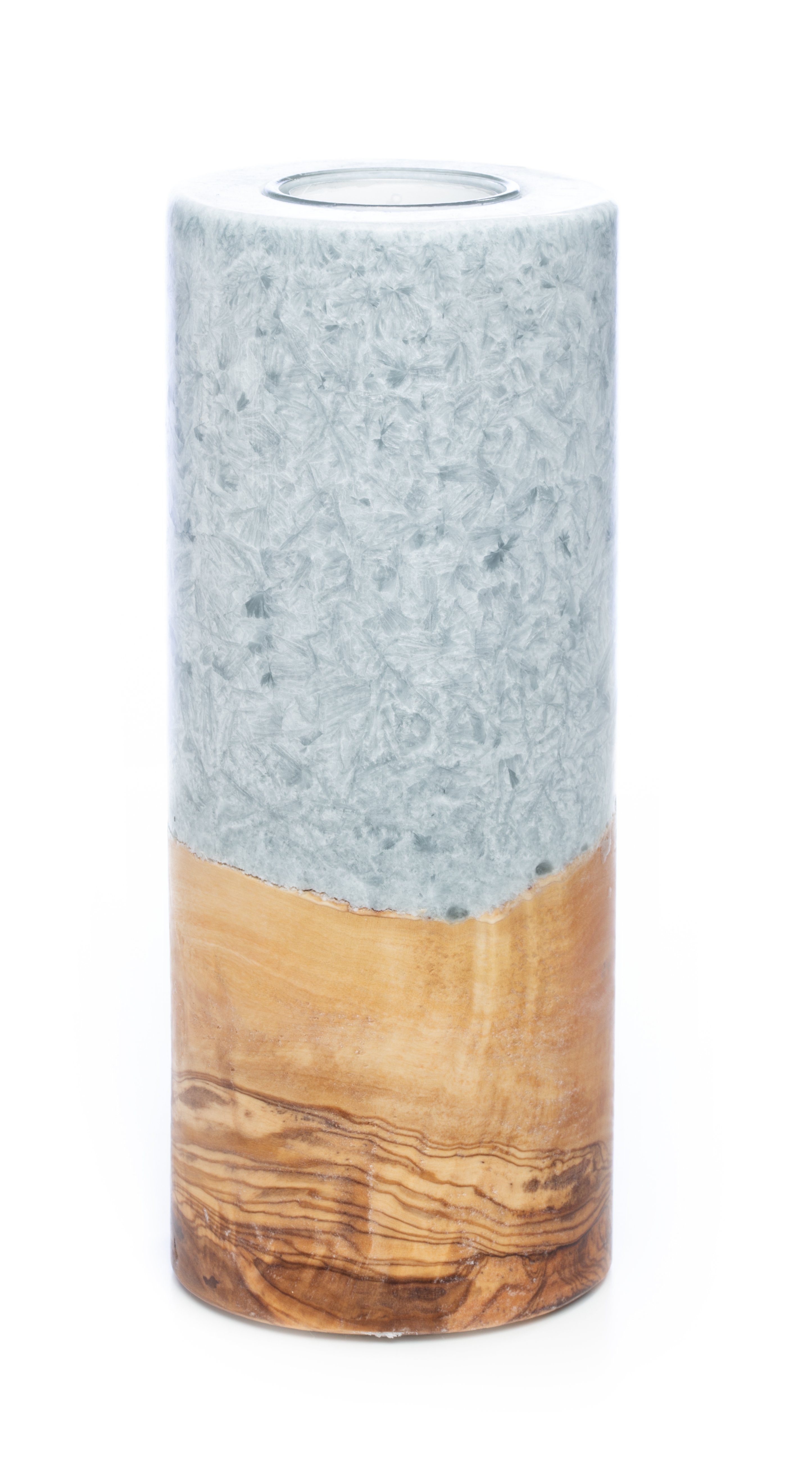 Stumpen Crystal Holzkerzen Landhaus-Optik 8x20cm mit Teelichteinsatz