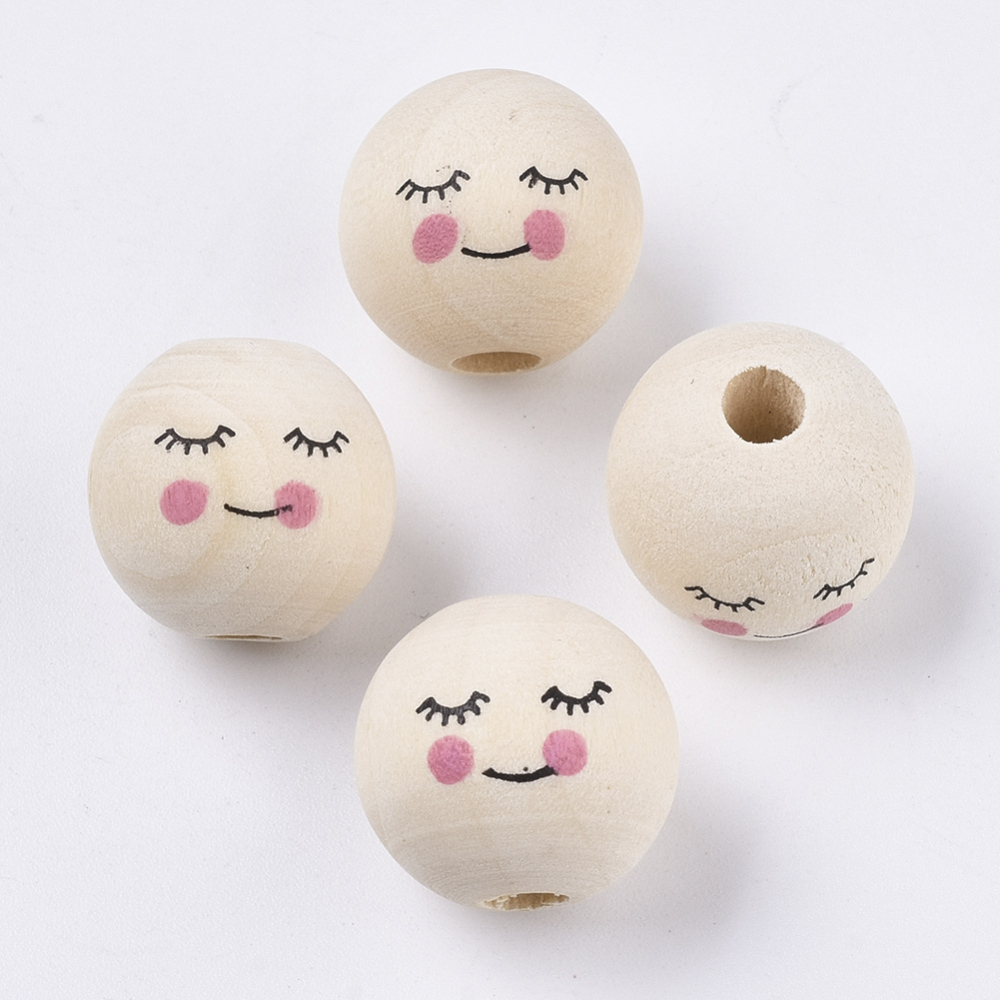 Holzgesicht bedruckt schlafend 16mm 15 Stück/Pkg Holzgesicht bedruckt schlafend 16mm 15 Stück/Pkg