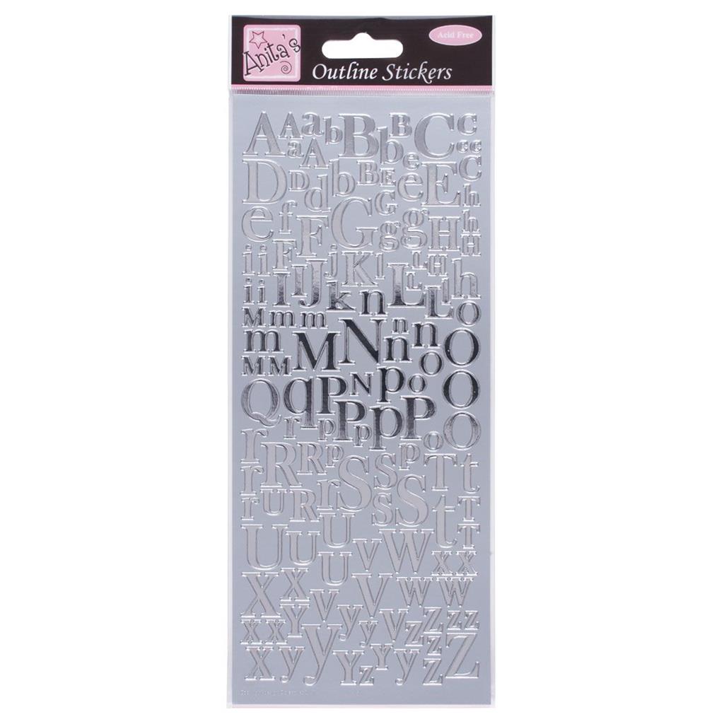 Outline Stickers Mixed Serif Alphabet Buchstabensticker 1 Bogen 24x10cm