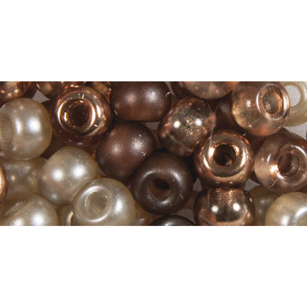Rocailles Perlen mit Großloch, braun Mix, 5,5mm, 80 Stück