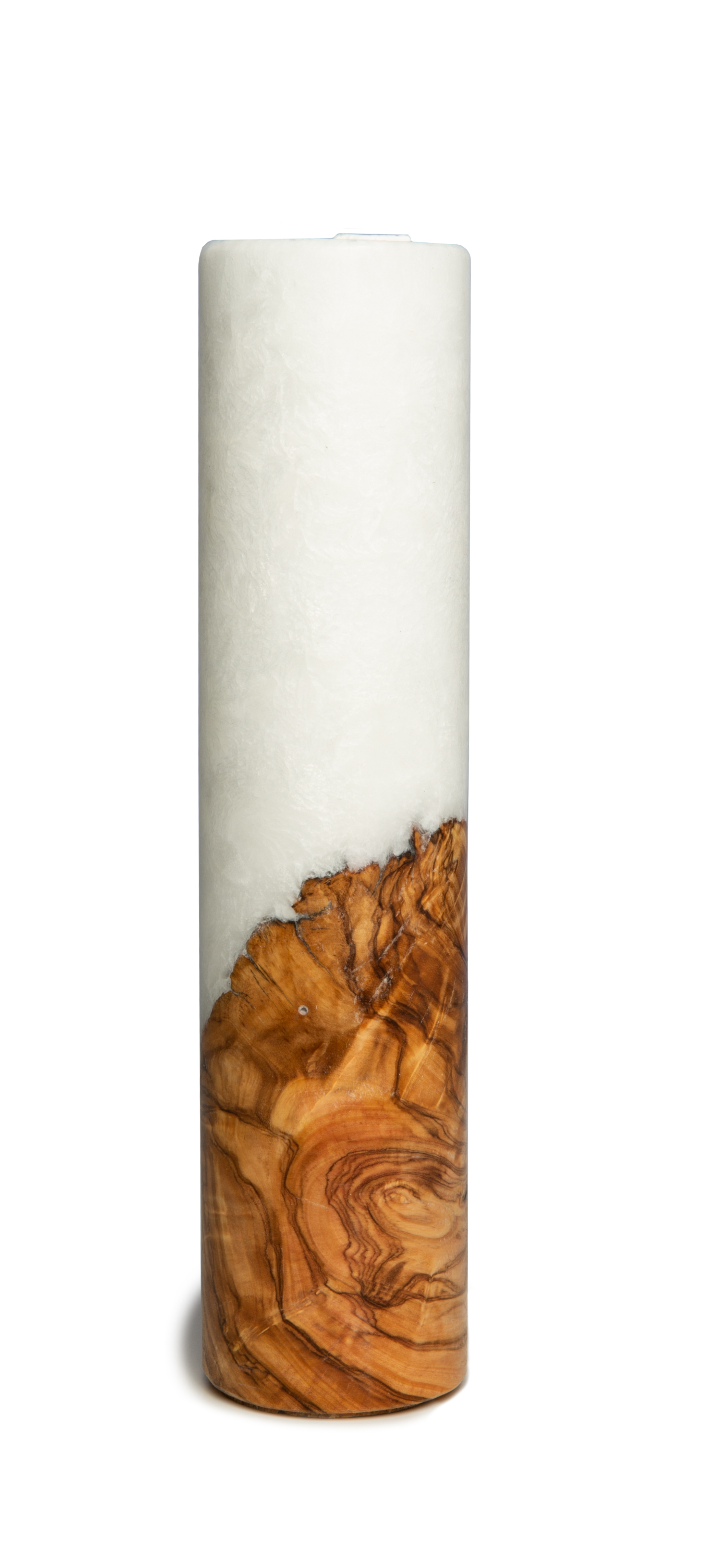Stumpen Crystal Holzkerzen Landhaus-Optik weiß 25x6cm