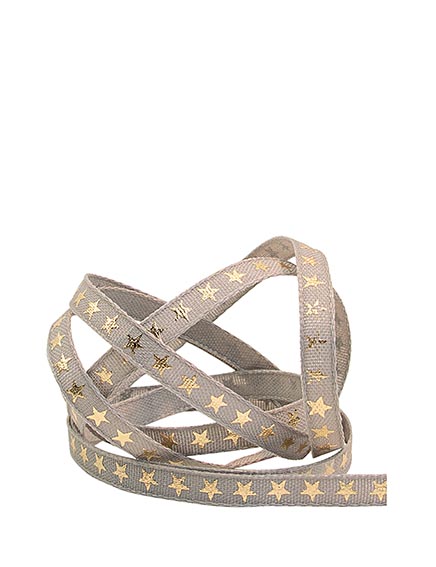 Stoffband 6mm mit Sternchen gold glänzend, per Laufmeter Stoffband 6mm mit Sternchen gold glänzend, per Laufmeter