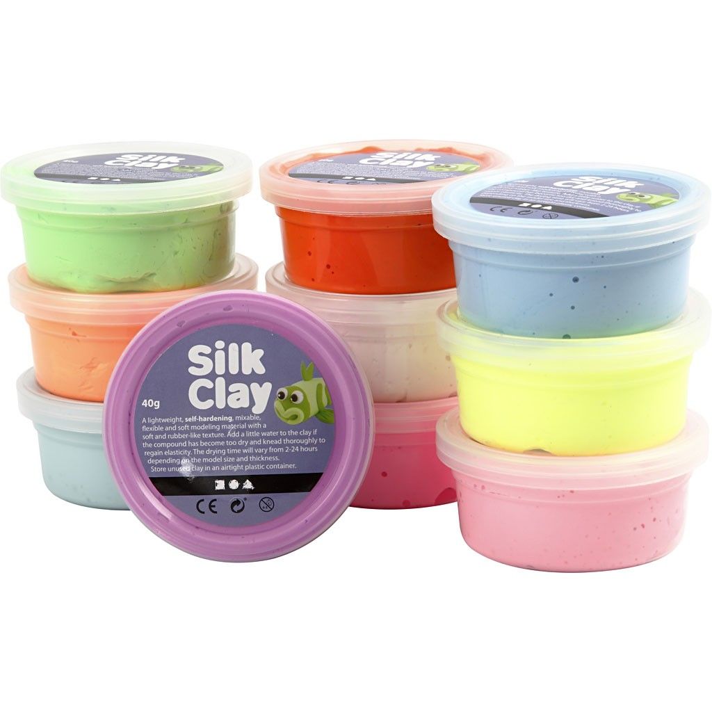 Silk Clay Neon Mix Basic2, 10 x 40g, sortierte Farben